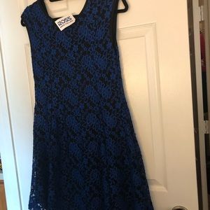 Black and blue dress with lace
